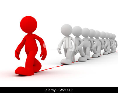 crowd following leader concept 3d illustration Stock Photo: 122406704 ...