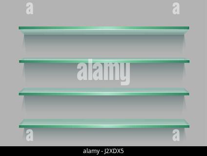 3D illustration of empty glass showcase on a white 