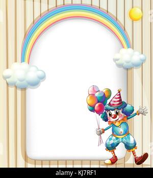 Illustration of a clown with balloons and the empty signage Stock ...