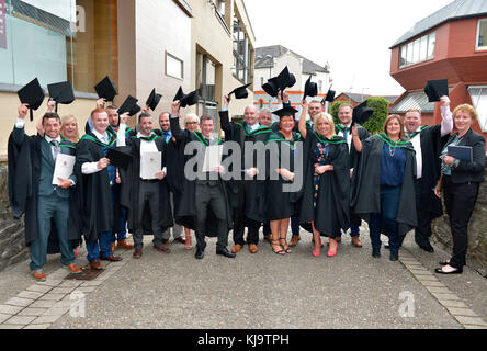 University of Ulster (Magee Campus) students pose for photographs on