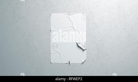 Download Blank white wheatpaste adhesive torn poster mockup black textured wall, 3d rendering. Empty ...