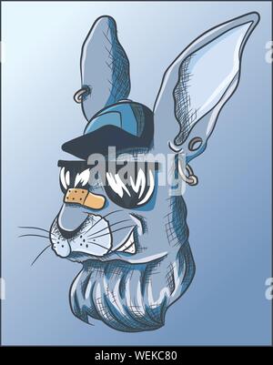 Download Cute Easter bunny with glasses. Cartoon vector ...