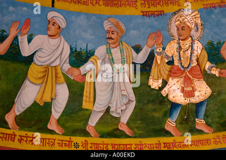 Mural paintings of an Indian gal in traditional clothes dancing during ...