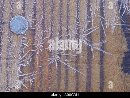 Frost On Wood Stock Photo