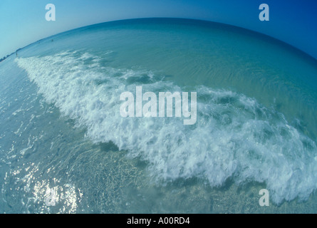 fish eye view of the surf at Sarasota Beach in Florida USA Stock Photo