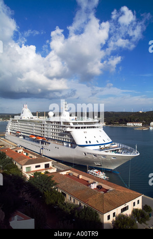 dh Mao harbour MAHON MENORCA Passenger ship Seven Seas Voyager at quayside Mahon Harbour Stock Photo