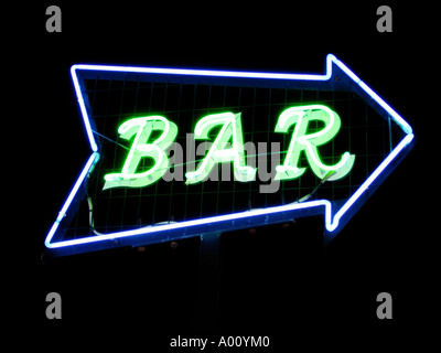 Neon bar sign. Stock Photo