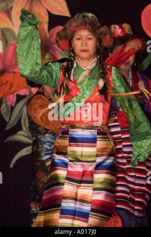 Female Sherpa dancers in traditional dress during Namchi Festival Sikkim India Stock Photo