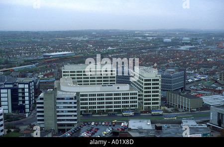 View east over central Swindon England late 1980s Stock Photo