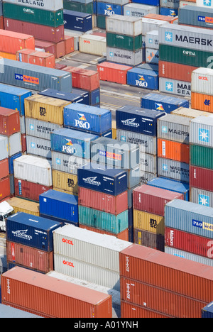 Many containers stacked up at the new Container Terminal 9 in Tsing Yi Hong Kong Stock Photo
