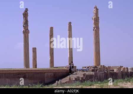 Huge pillars at Persepolis, ancient capital city of the Persian Empire, Iran Stock Photo