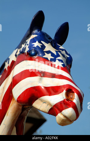 Horse painted with stars and stripes outside the Padua Horse Farm in Ocala Florida USA Stock Photo