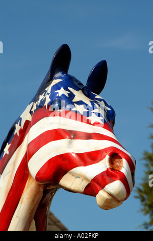 Horse painted with stars and stripes outside the Padua Horse Farm in Ocala Florida USA Stock Photo