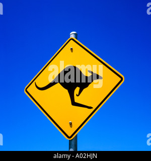 Road Kangaroo warning sign Australia Stock Photo