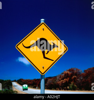 Road Kangaroo warning sign Australia Stock Photo