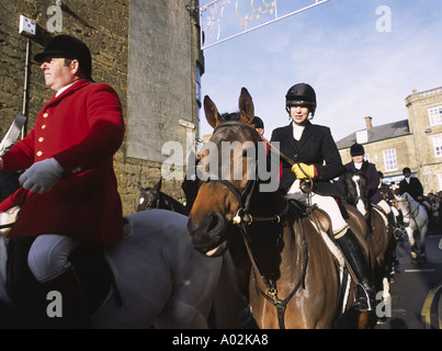 Riders gather for a fox hunt in Somerset Stock Photo