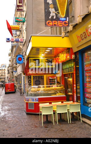 Les Halles district in central Paris is a good place for quick cheap meals Stock Photo