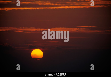 France provence from canaille cape a colorful red sky and the sun corona at sunset Stock Photo