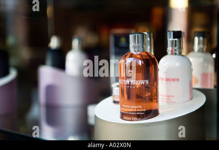 Close up of Molton Brown store window near Fenchurch Street London Stock Photo