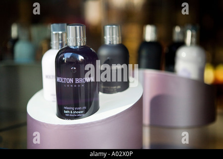 Close up of Molton Brown store window near Fenchurch Street London Stock Photo