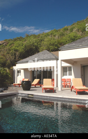 St Barts Saint Barth luxury villa swimming pool Caribbean French West Indies Stock Photo