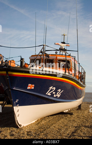 Mersey class RNLB Freddie Cooper landed on Aldeburgh beach after returning from refurbishment Stock Photo