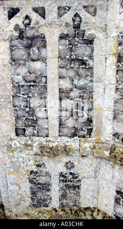 Detail of knapped flint decoration to exterior of Suffolk Church, East Anglia, England, UK Stock Photo