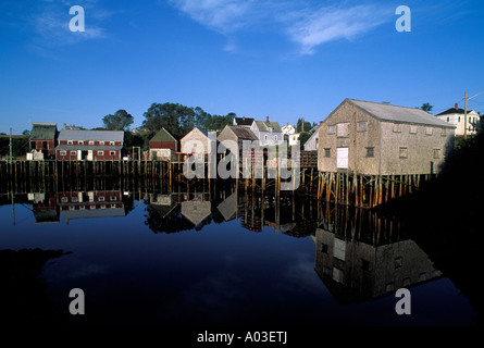 Stock image of fishing shacks at Seal Cove on Grand Manan Island in the Bay of Fundy Stock Photo