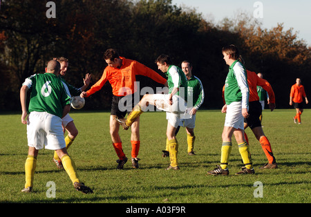 Sunday League football, Newbold Comyn, Leamington Spa, Warwickshire, England, UK Stock Photo