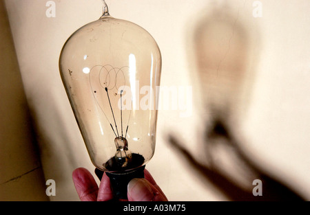 Original 1900 Carbon Filament Bulb at the National Trusts Standen house near East Grinstead Sussex Stock Photo