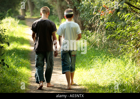 kids walking along a barefoot path at Bad Bodenteich in Northern Stock ...