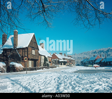 Aldbury Village Hertfordshire in snow Stock Photo