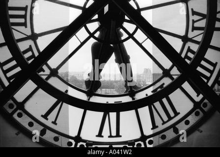 France, Paris, Musee d'Orsay, clock with the Cafe des Hauteurs Stock ...