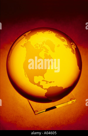 Globe crystal globe showing North America Stock Photo