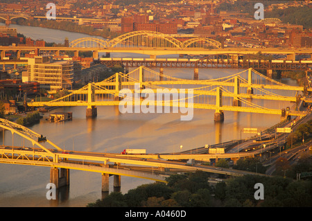 USA Pennsylvania Pittsburgh Bridges crossing the Allegheny River Stock Photo
