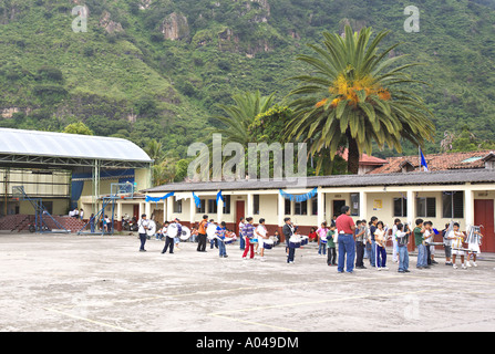 GUATEMALA PANAJACHEL Guatemalan school children practice for Independence Day Stock Photo