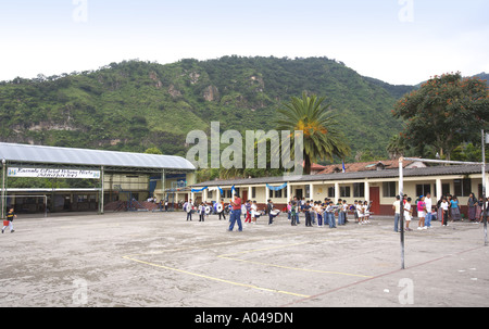 GUATEMALA PANAJACHEL Guatemalan school children practice for Independence Day Stock Photo