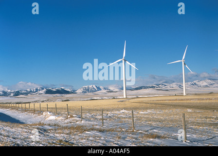 power generating windmills in Southern Alberta Canada Stock Photo
