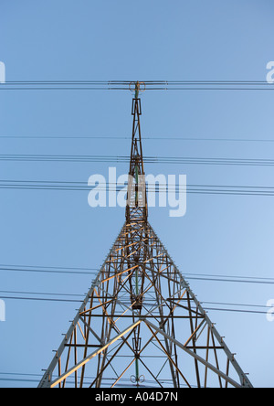 Electric pylon, low angle view Stock Photo
