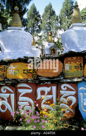 India Sikkim Tashiding Gompa tibetan buddhist monastery chortens mani prayer stones Stock Photo