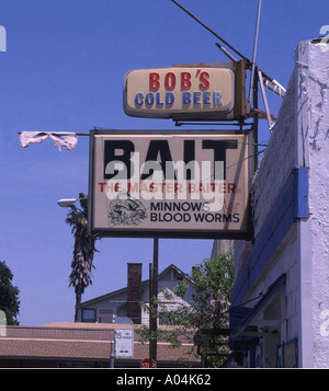 Sign for a bait and fishing tackle store, California Stock Photo - Alamy