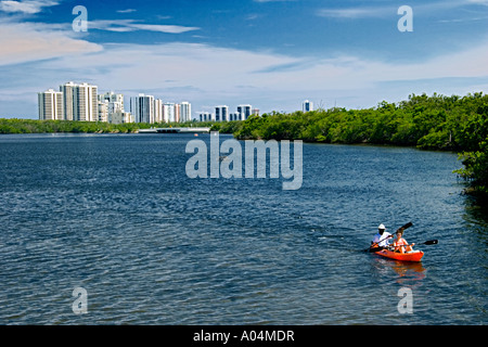 kayaking in Lake Worth John D MacArthur Beach State Park Stock Photo