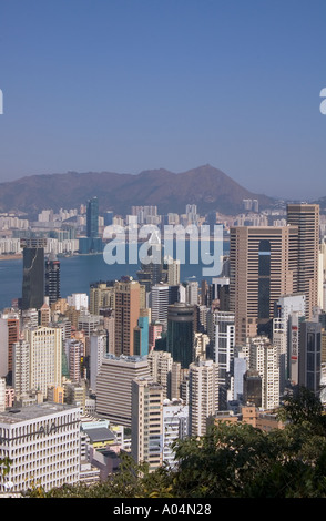 dh  CAUSEWAY BAY HONG KONG Tall building and office block tower skyscrapers and harbour Stock Photo