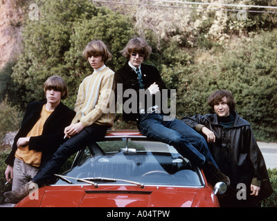 BYRDS US pop group in late 1966 - from left Chris Hillman, Michael Clark, Roger McGuinn and David Crosby Stock Photo