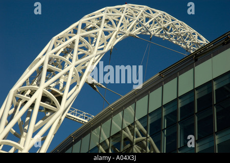 Close up detail of the new Wembley Stadium and arch London England Stock Photo