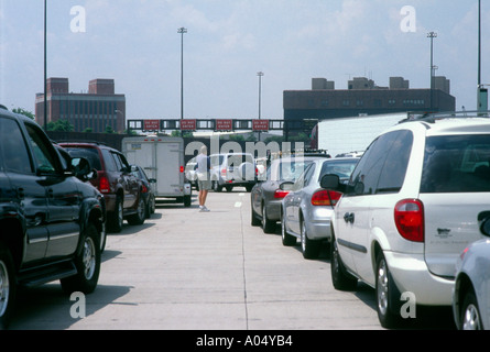 A traffic jam getting out of New York City. Stock Photo