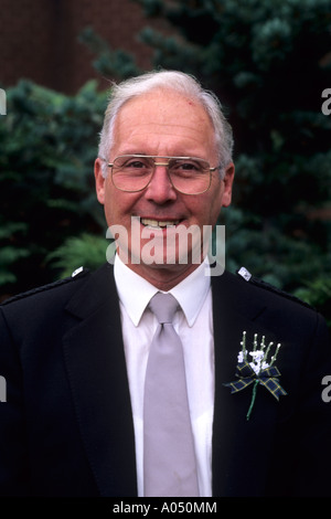 Traditional Kilt on older man at wedding at Glasgow Scotland Stock Photo