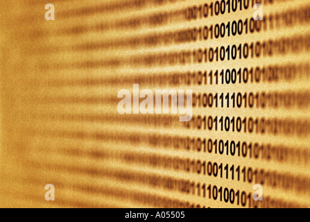 Lines Of Ones And Zeros Sepia Toned Selective Focus Stock Photo