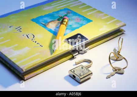 Personal Diary with Keys and Lock Stock Photo