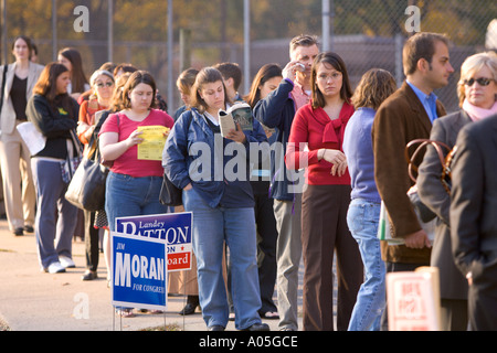 Voters in early morning line for the presidential election Lyon Village Community House Precinct 16 in Arlington Virginia Stock Photo